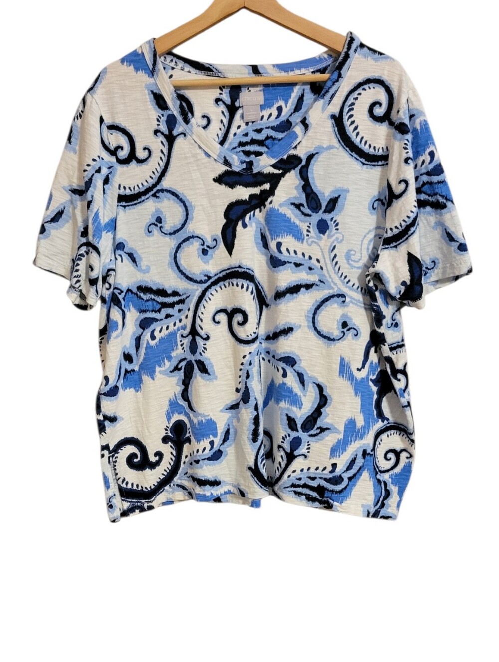 Chico's Paisley Swirl Short Sleeve Cotton Modal Tee